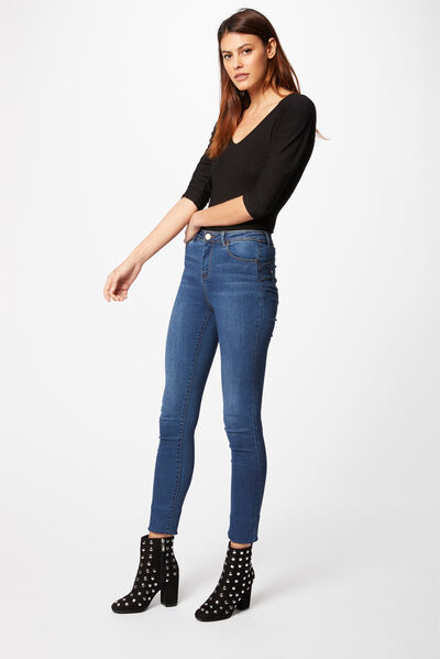 Slim-fit stretch-fabric 7/8 jeans stone denim ladies'