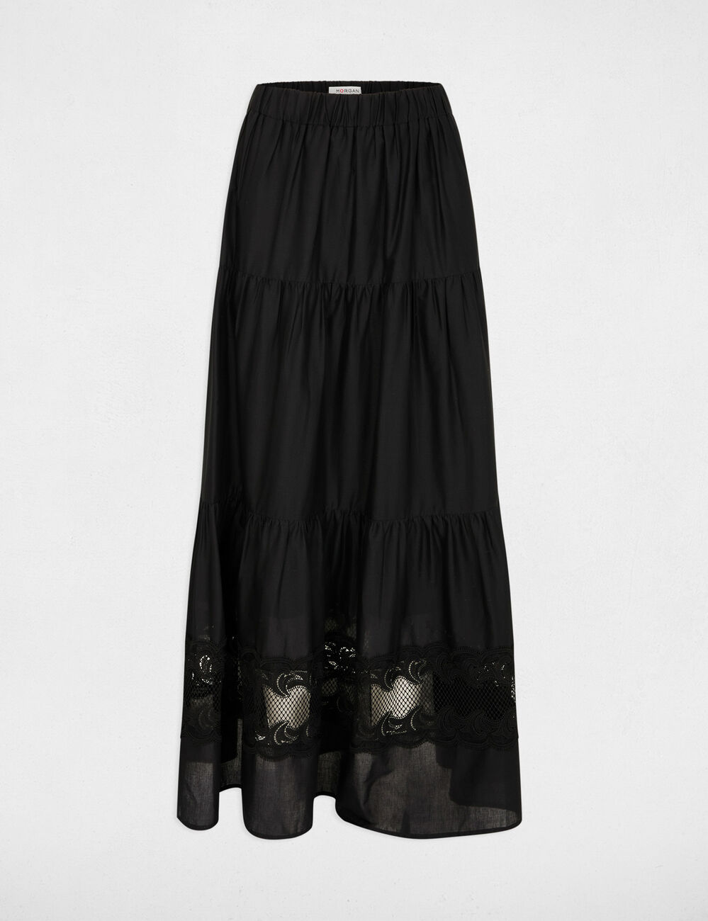 Long tiered skirt black women