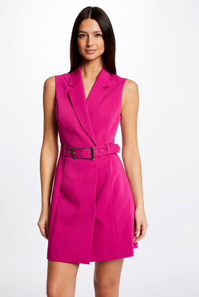 Sleeveless belted wrap dress raspberry ladies'