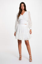 Jacquard blouse with V-neck white women