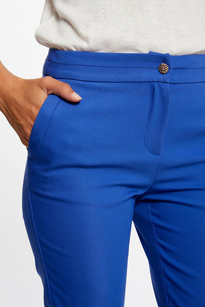 Cropped straight city trousers electric blue ladies'