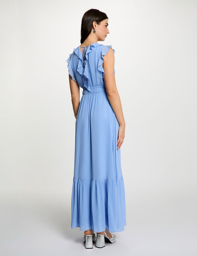 Long dress with V-neck lavender blue women
