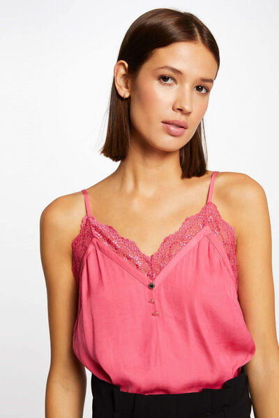 Vest top with thin straps and buttons fuchsia ladies'