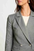 Checked waisted jacket mid-grey women