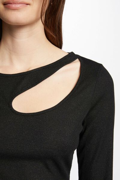 T-shirt 3/4-length sleeves black ladies'