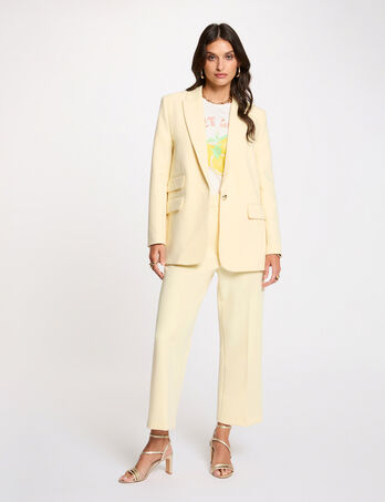 High-waisted straight trousers pastel yellow women