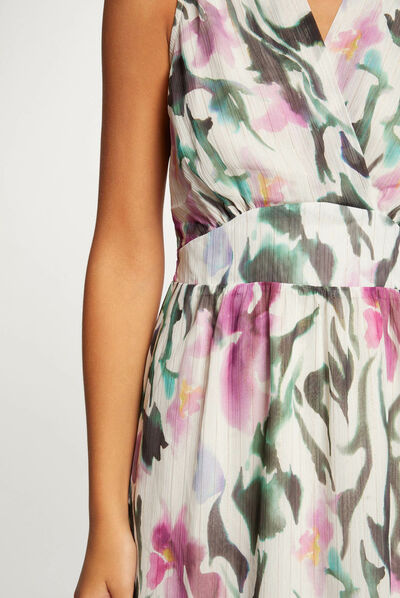 Maxi straight dress with floral print multico ladies'