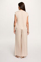 Flowy wide-leg trousers light beige women