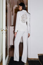 Fitted lace blazer white women