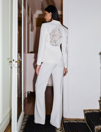 Fitted lace blazer white women