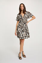 Robe courte col v multicolore femme
