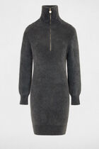 Straight jumper dress zipped-rollneck anthracite grey women