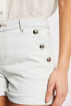 Slim denim shorts with sailor¿s effect jean bleached women