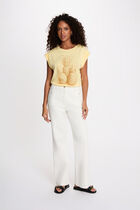 Sleeveless t-shirt light yellow women