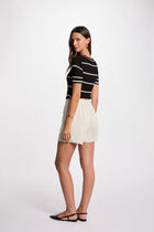 High-waisted striped shorts beige women