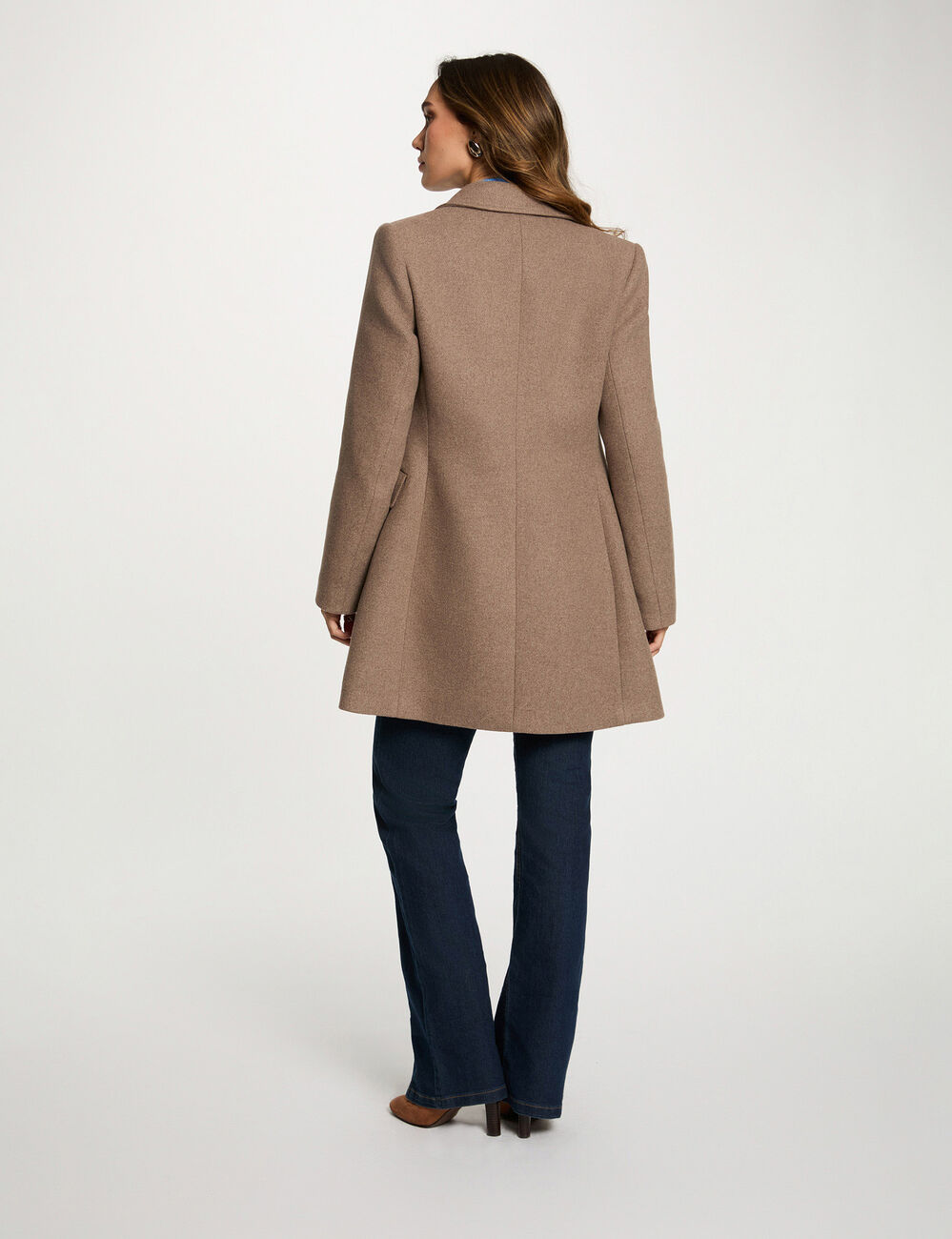 Mi-length coat with buttons taupe women