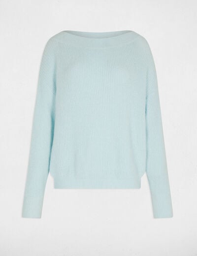 Jumper with round neck sky blue women