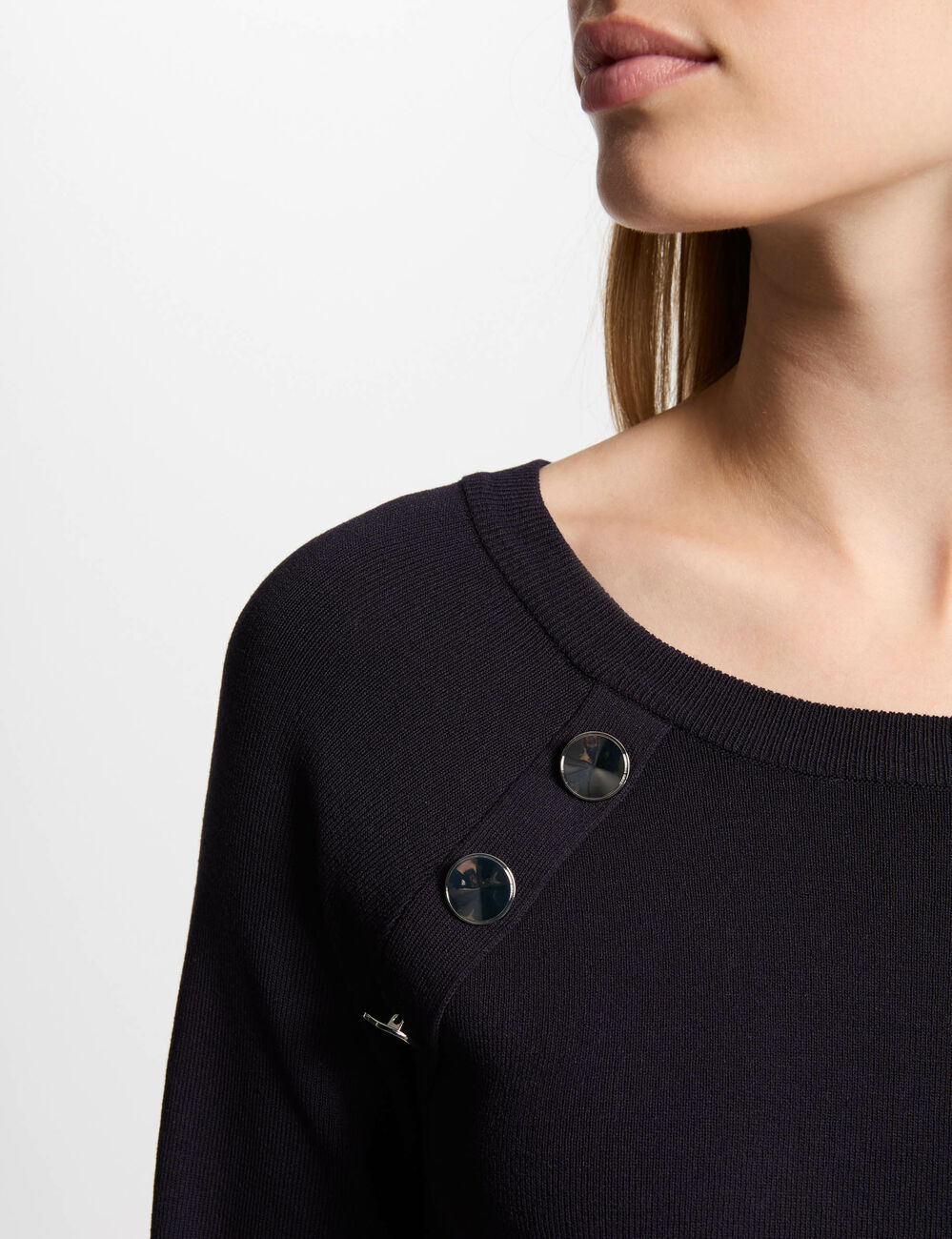 Fitted mini knitted dress navy blue women