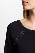 Fitted mini knitted dress navy blue women