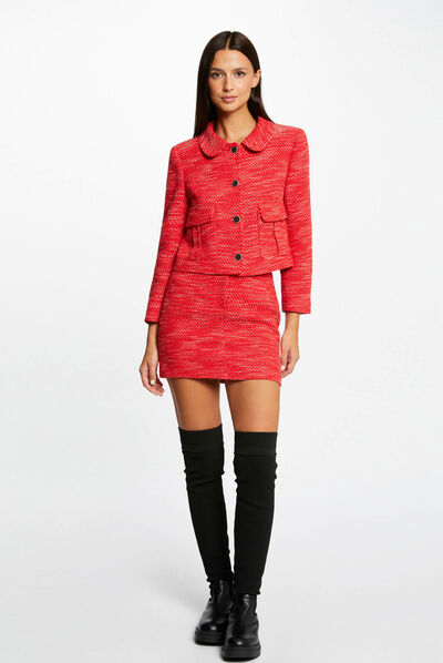 Straight mini skirt red ladies'