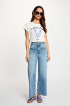 Straight t-shirt with round neck white women
