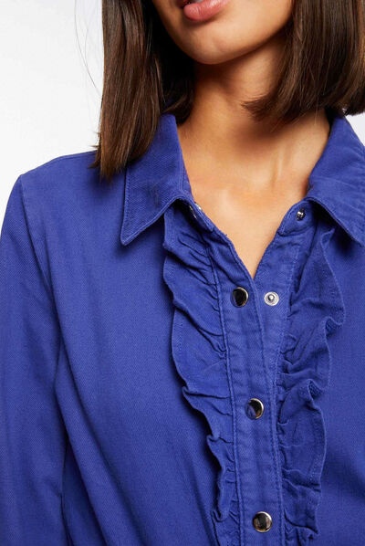 Straight jumpsuit with ruffles purple ladies'
