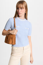 Short-sleeved jumper sky blue women