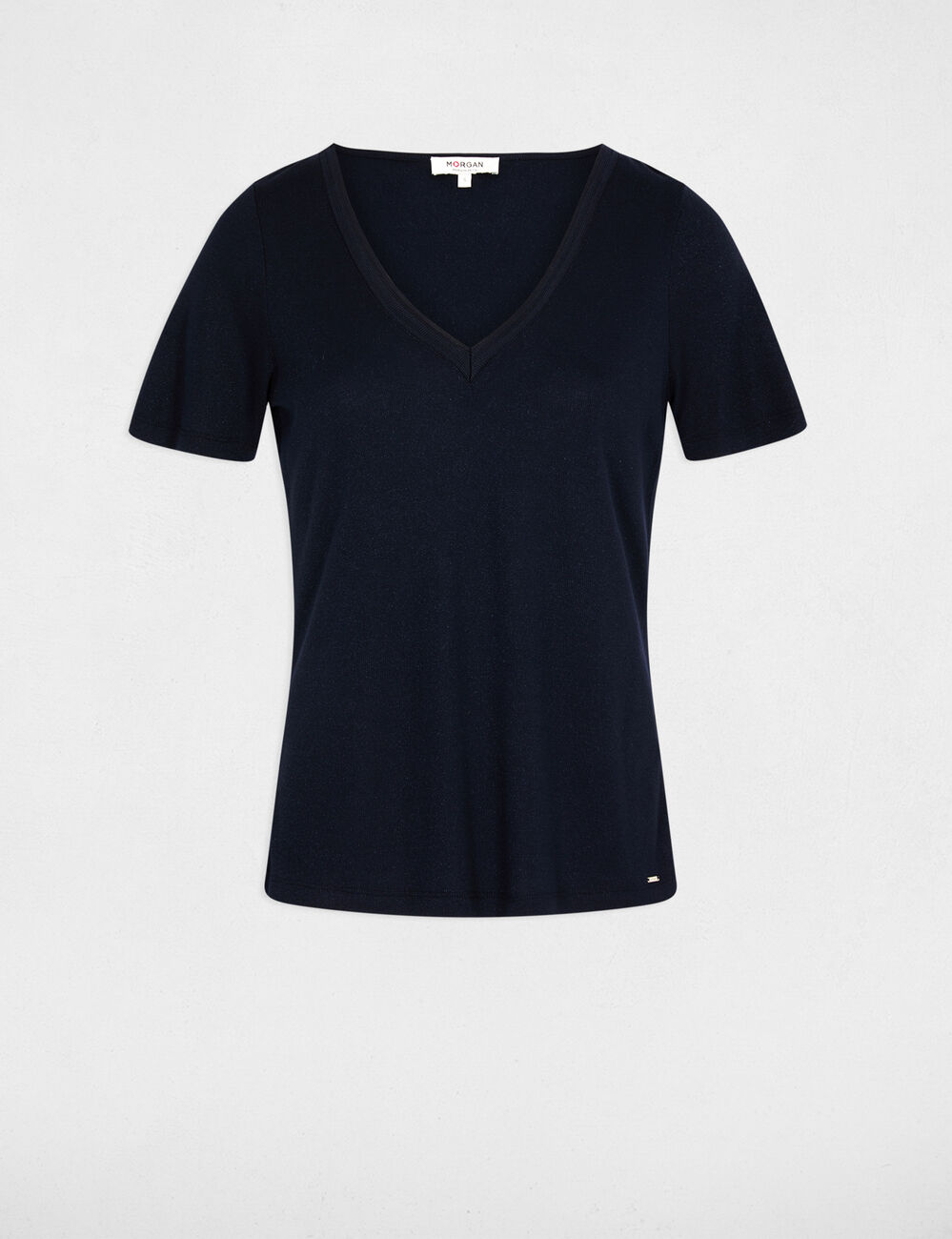 Fitted v-neck t-shirt navy blue women