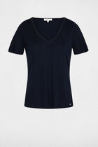Fitted v-neck t-shirt navy blue women