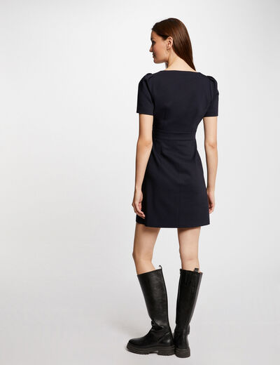 Zipped fitted short dress navy women