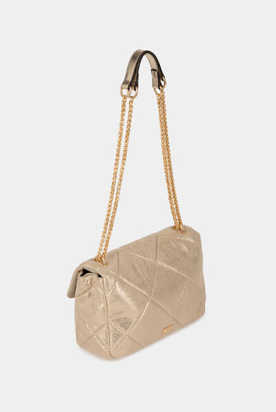 Metallised quilted clutch bag gold ladies'