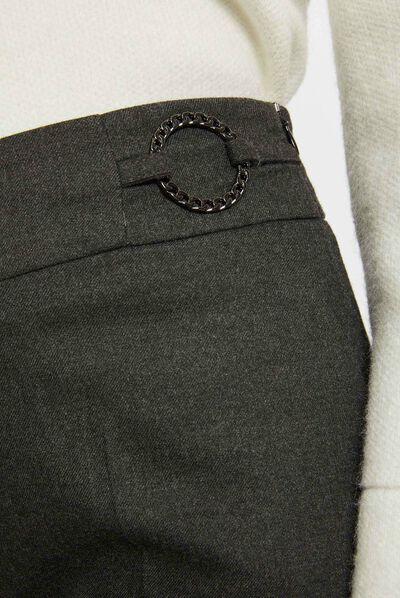 Straight city trousers with ornament mid-grey ladies'