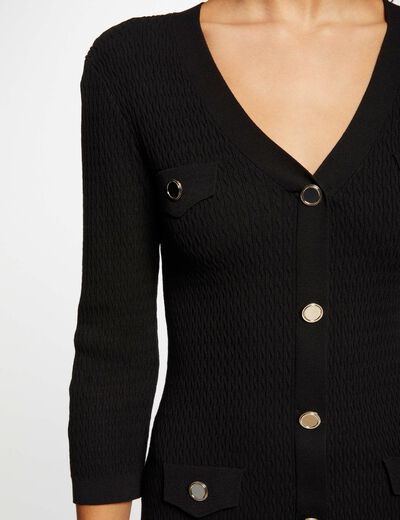 Fitted jumper dress 3/4-length sleeves black ladies'