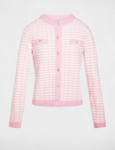 Fitted jacquard cardigan pink women