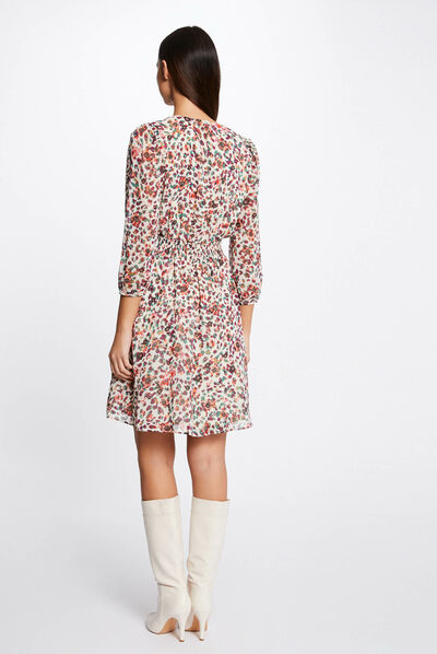 Loose A-line floral print ecru ladies'