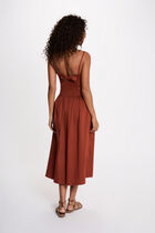 Dress with thin strap neckline cognac brown women