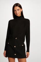 Long-sleeved jumper wrap-over effect black women