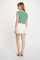 Striped embroidered t-shirt meadow green women