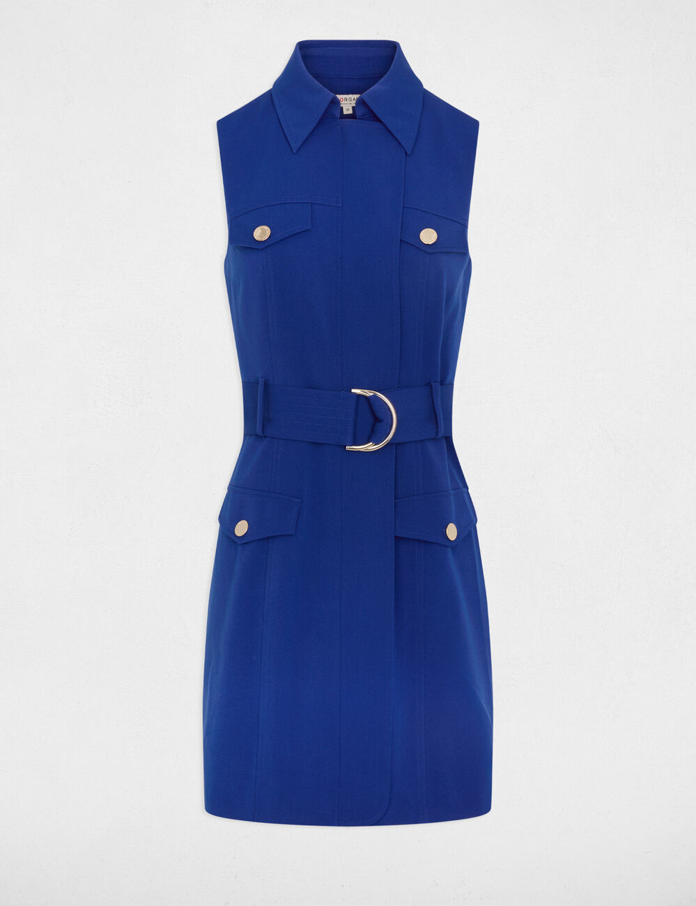 Belted waisted mini dress petroleum blue women