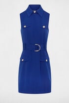Belted waisted mini dress petroleum blue women