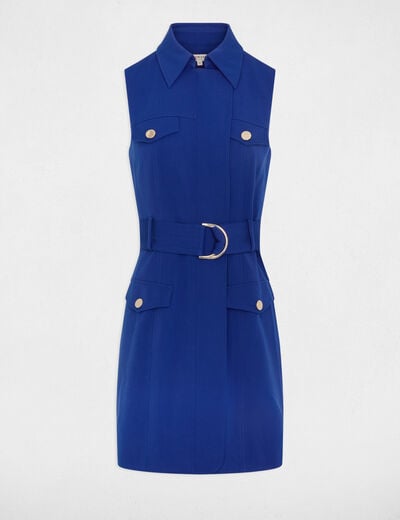 Belted waisted mini dress petroleum blue women