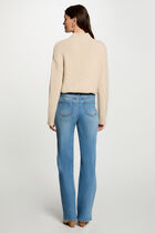 Jumper high collar and sequins beige women