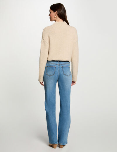 Jumper high collar and sequins beige women