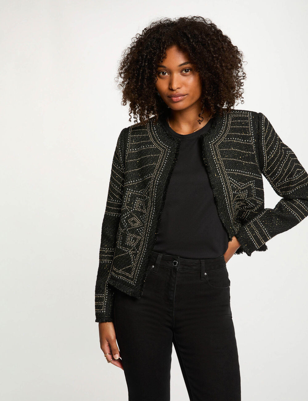 Studded straight jacket black women