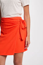 Jupe portefeuille drapée orange foncé femme