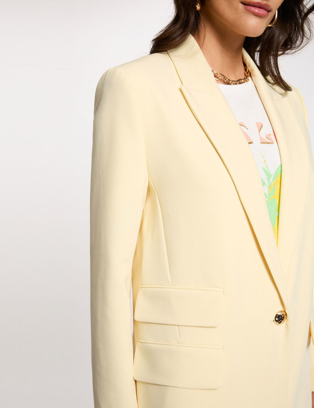Blazer jacket pastel yellow women