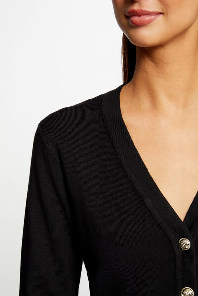 Cardigan V-neck and long sleeves black ladies'