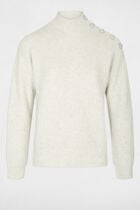 Long-sleeved jumper with buttons ivory women