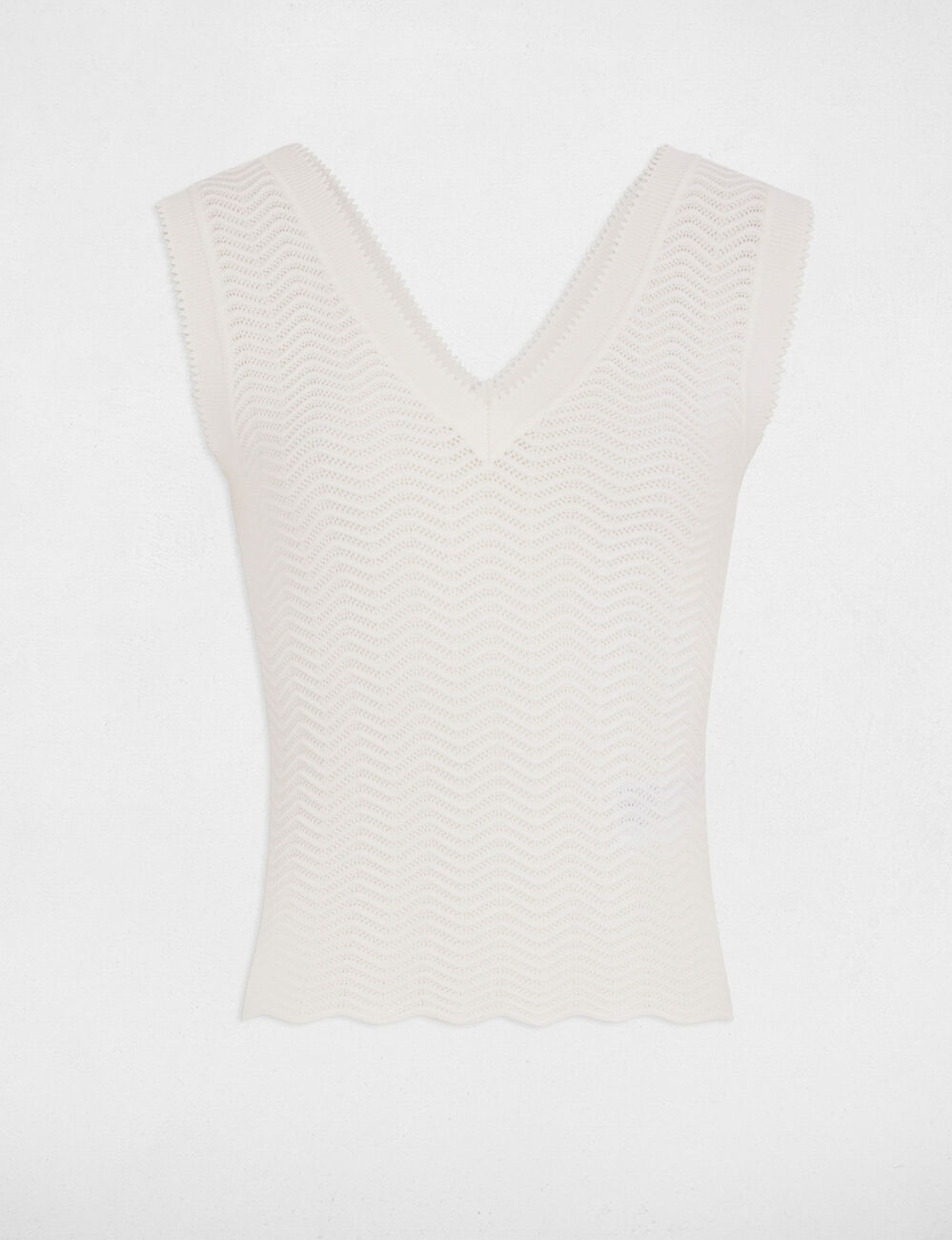Sleeveless knitted vest top white women