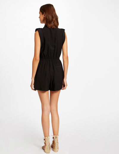 Straight playsuit with buttons black ladies'